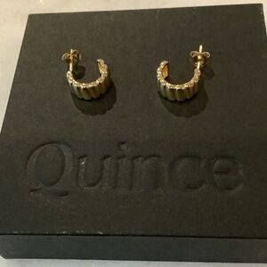 Quince Gold Textured Earrings, Brand New